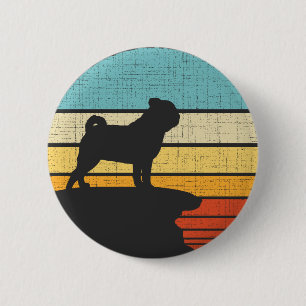 Badge Rond 5 Cm Carlin Mops Carlin Retro Vintage 60s les années 70