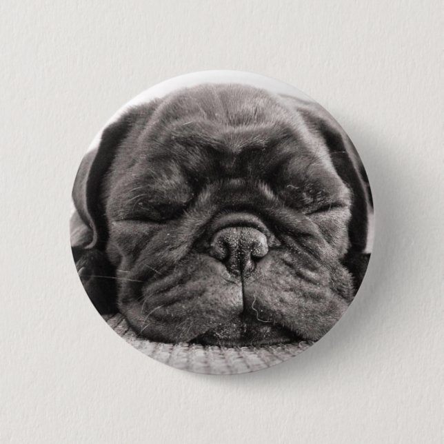 Badge Rond 5 Cm Carlin noir (Devant)