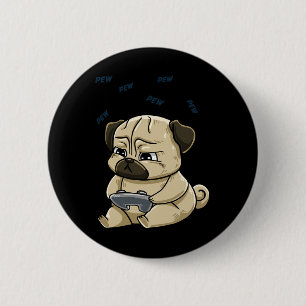 Badge Rond 5 Cm Carlin Pew Gamepad Cute Hob