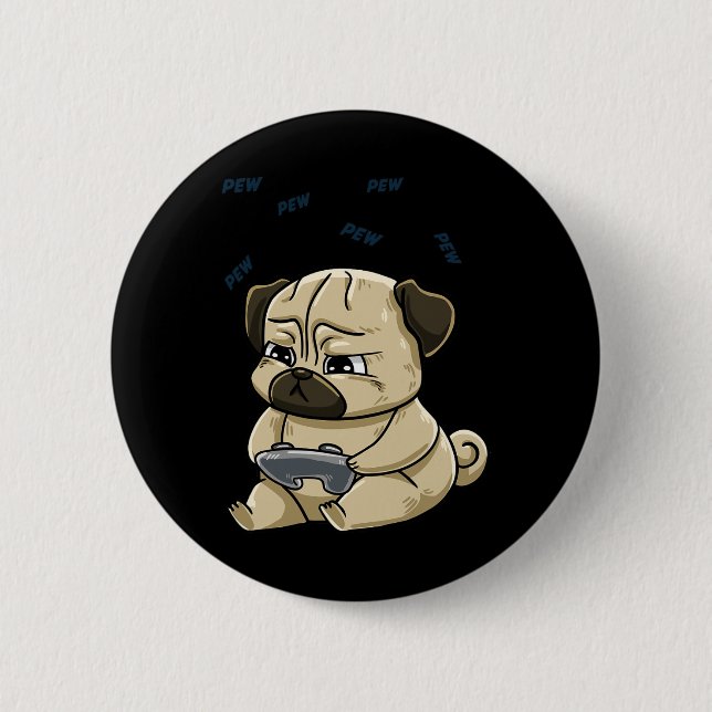 Badge Rond 5 Cm Carlin Pew Gamepad Cute Hob (Devant)