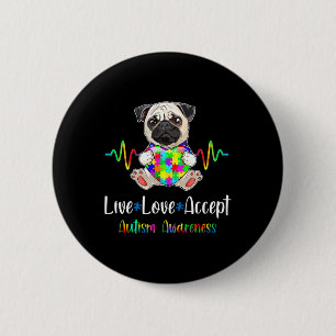 Badge Rond 5 Cm Carlin Puzzle Pièce Live Love Accepter Sensibilisa