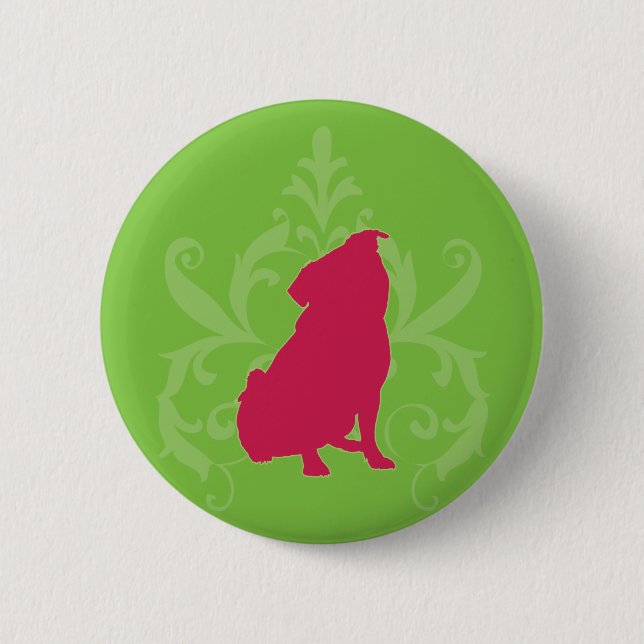 Badge Rond 5 Cm Carlin rose (Devant)