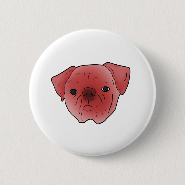 Badge Rond 5 Cm Carlin rouge ardent (Devant)