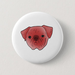 Badge Rond 5 Cm Carlin rouge ardent