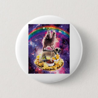 Badge Rond 5 Cm Carlin Space Cat Llama Riding Nachos