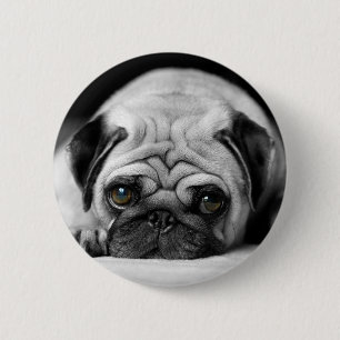 Badge Rond 5 Cm Carlin triste
