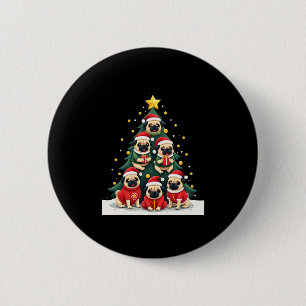 Badge Rond 5 Cm Carlins de chien Noël Arbre mou Noël (4)