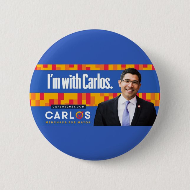 Badge Rond 5 Cm Carlos Menchaca pour le maire de New York 2021 (Devant)