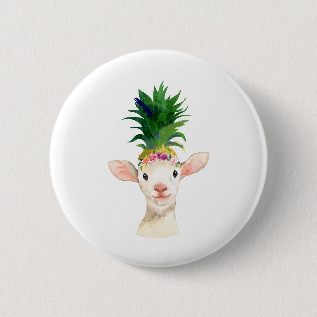 Badge Rond 5 Cm Carnaval d'agneau de moutons d'ananas (Devant)