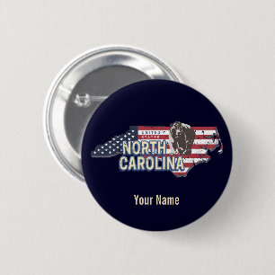 Badge Rond 5 Cm Caroline du Nord États-Unis Carte USA Vintage
