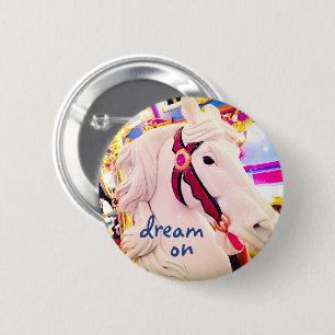 Badge Rond 5 Cm Carousel cheval photo rêve sur citation script mod