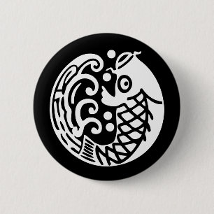 Badge Rond 5 Cm carpe aux vagues