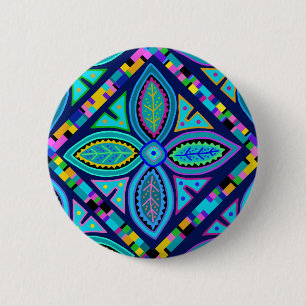 Badge Rond 5 Cm Carré de grand-mère fleur contemporain