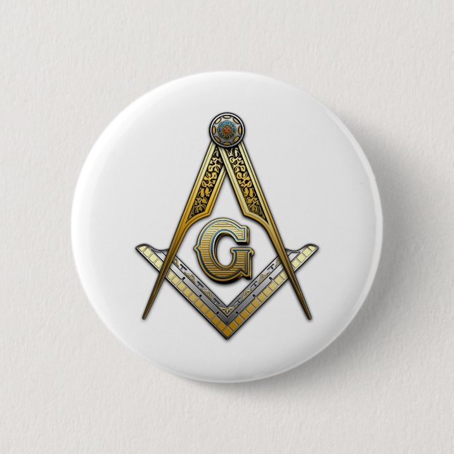 Badge Rond 5 Cm Carré maçonnique et compas (Devant)