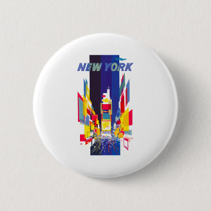 Badge Rond 5 Cm Carré Times Square de New York à l'ère atomique vi