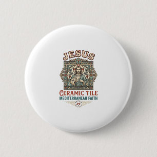 Badge Rond 5 Cm Carreau en céramique Jésus Foi méditerranéenne Jés