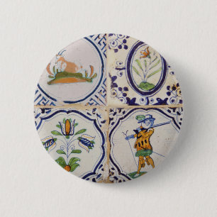 Badge Rond 5 Cm Carreaux de Delft hollandais vintage Art de la pot