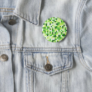 Badge Rond 5 Cm Carreaux de Piscine, Carreaux de Mosaïque Verts, M