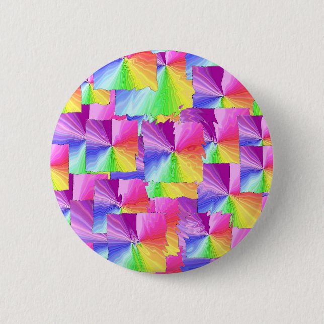 Badge Rond 5 Cm Carrés d'arc-en-ciel (Devant)