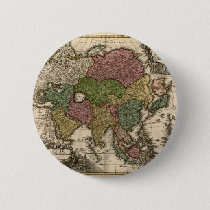 Badge Rond 5 Cm carte 1700's de l'Asie