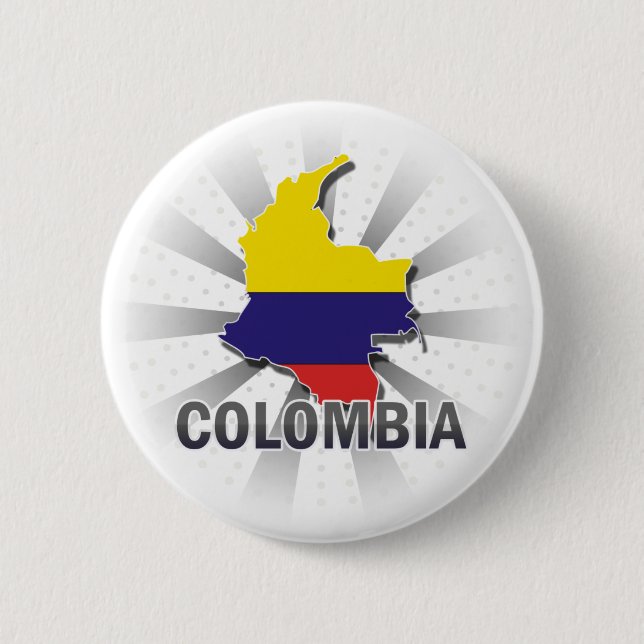 Badge Rond 5 Cm Carte 2,0 de drapeau de la Colombie (Devant)