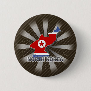 Badge Rond 5 Cm Carte 2,0 de drapeau de la Corée du Nord