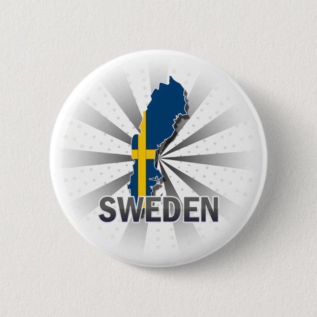 Badge Rond 5 Cm Carte 2,0 de drapeau de la Suède (Devant)