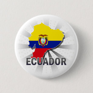 Badge Rond 5 Cm Carte 2,0 de drapeau de l'Equateur