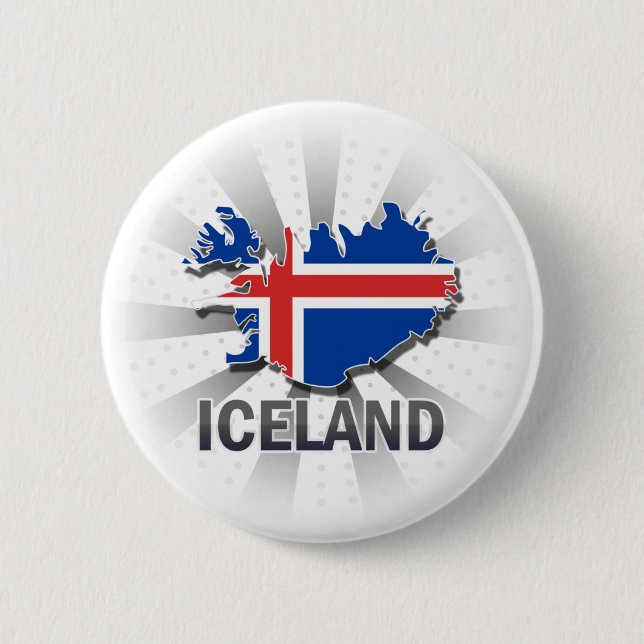 Badge Rond 5 Cm Carte 2,0 de drapeau de l'Islande (Devant)