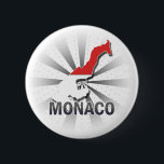 Badge Rond 5 Cm Carte 2,0 de drapeau du Monaco<br><div class="desc">Carte 2, 0 de drapeau du Monaco Cadeau drôle pour tout amant Monacan. Grands Monacan avec la saveur urbaine, le drapeau du Monaco et le Monaco tracent la forme avec des points de tisonnier à l'arrière-plan. Ceci et beaucoup plus de cadeaux drôles du Monaco, pour la fierté Monacan disponible chez...</div>