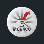 Badge Rond 5 Cm Carte 2,0 de drapeau du Monaco<br><div class="desc">Carte 2, 0 de drapeau du Monaco Cadeau drôle pour tout amant Monacan. Grands Monacan avec la saveur urbaine, le drapeau du Monaco et le Monaco tracent la forme avec des points de tisonnier à l'arrière-plan. Ceci et beaucoup plus de cadeaux drôles du Monaco, pour la fierté Monacan disponible chez...</div>