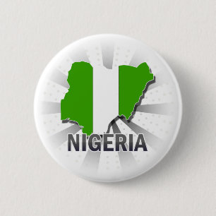 Badge Rond 5 Cm Carte 2,0 de drapeau du Nigéria
