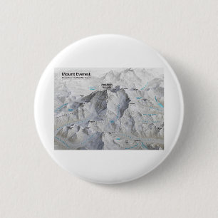 Badge Rond 5 Cm Carte 3D du Mont Everest avec Étiquettes