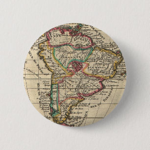 Badge Rond 5 Cm Carte ancienne de l'Amérique du Sud (1747)
