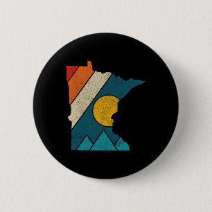 Badge Rond 5 Cm Carte ancienne de l'État du Minnesota Montagnes Ra