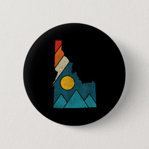 Badge Rond 5 Cm Carte ancienne de l'Idaho Montagnes Randonnée Camp
