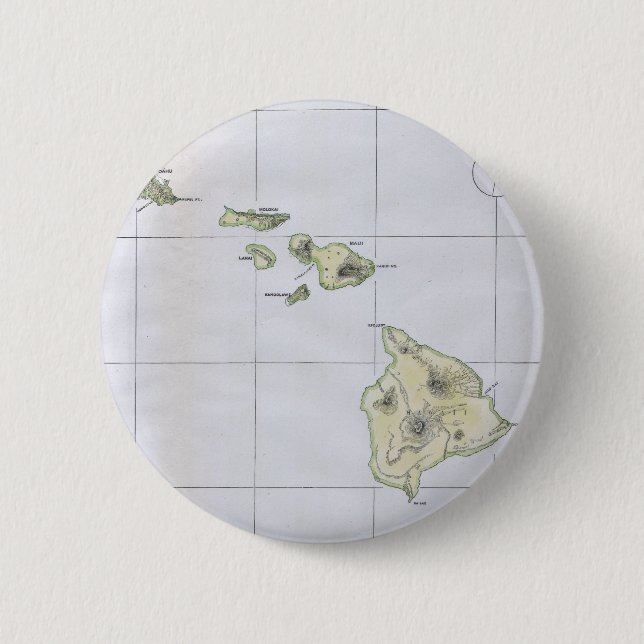Badge Rond 5 Cm Carte ancienne d'Hawaii (1883) (Devant)