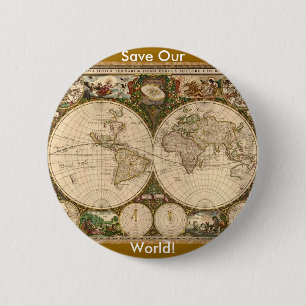 BADGE ROND 5 CM CARTE ANTIQUE
