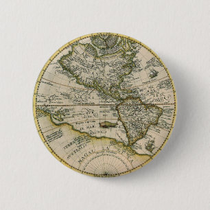 Badge Rond 5 Cm Carte antique, 1596, America Sive Novus Orbis
