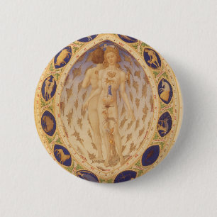 Badge Rond 5 Cm Carte antique du Zodiaque céleste, Astrologie vint