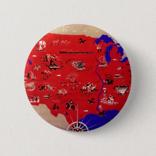 Badge Rond 5 Cm Carte antique vintage des États-Unis d'Amérique, U