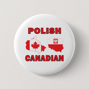 Badge Rond 5 Cm Carte canadienne polonaise