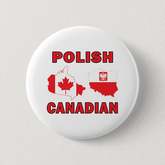 Badge Rond 5 Cm Carte canadienne polonaise (Devant)
