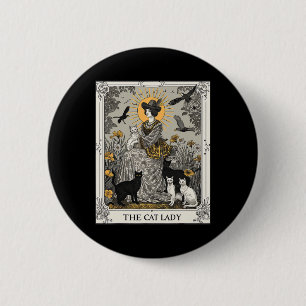 Badge Rond 5 Cm Carte Cat Lady Tarot Femme gothique Vintage Chat M