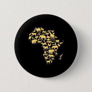 Badge Rond 5 Cm Carte d'Afrique Animaux Mélanine Histoire Noire Af