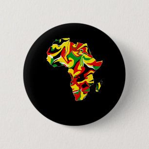 Badge Rond 5 Cm Carte d'Afrique Vert Jaune Rouge Fierté Africaine