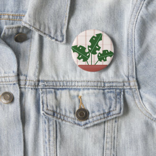 Badge Rond 5 Cm Carte d'anniversaire de plante de feuille de Monst