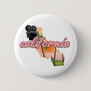 Badge Rond 5 Cm Carte de Californie États-Unis affiche