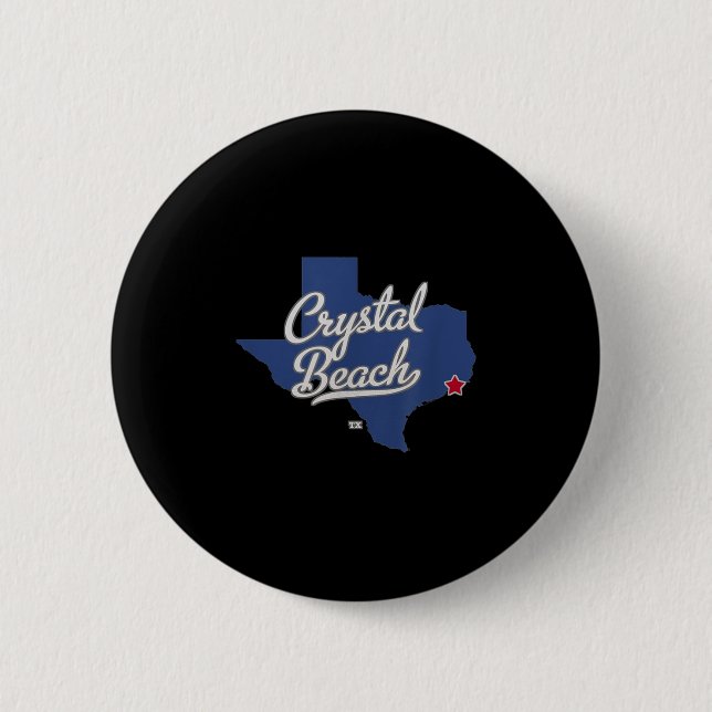 Badge Rond 5 Cm Carte de Crystal Beach Texas Tx (Devant)