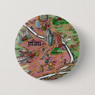 Badge Rond 5 Cm Carte de dessin du centre-ville d'Atlanta en Géorg
